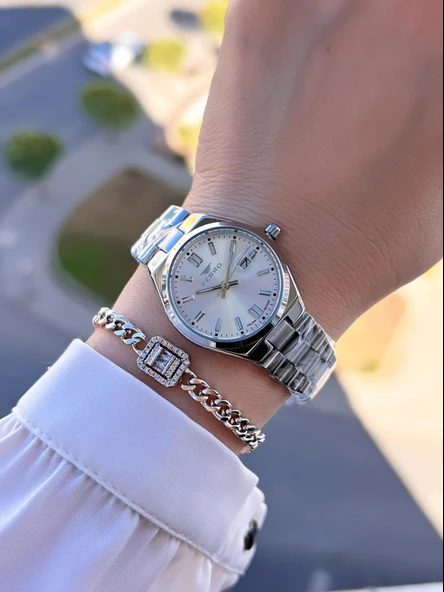 Ferro Çelik Kordon İTALIAN DESIGN 3 Atm Suya Dayanıklı 2 Yıl Garantili Kadın Kol Saati+Bileklik FR.1 - Resim 2