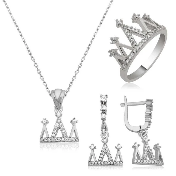 Kruvazör Gümüş Kraliçe Tacı Bayan Set