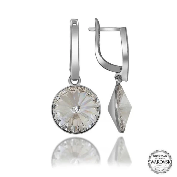 Süpertrend Swarovski Crystal Taşlı Gümüş Beyaz Sallantılı Kadın Küpe