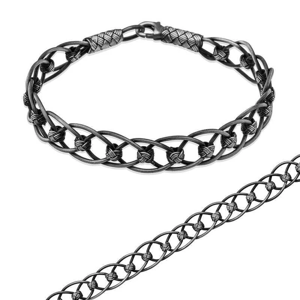 Kruvazör ​Gümüş Toplu El Sarması Kazaziye Unisex Bileklik