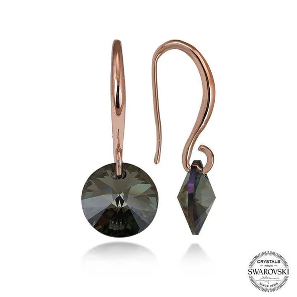 Süpertrend Swarovski Crystal Taşlı Gümüş Yeşil Taşlı Yuvarlak Sallantılı Kadın Küpe