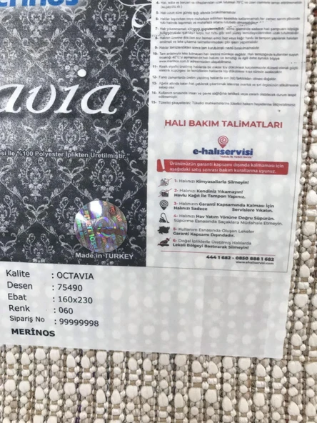 Merinos Halı Octavia 75490 060 Serisi Salon Oturma Yatak Odası Halısı - 8