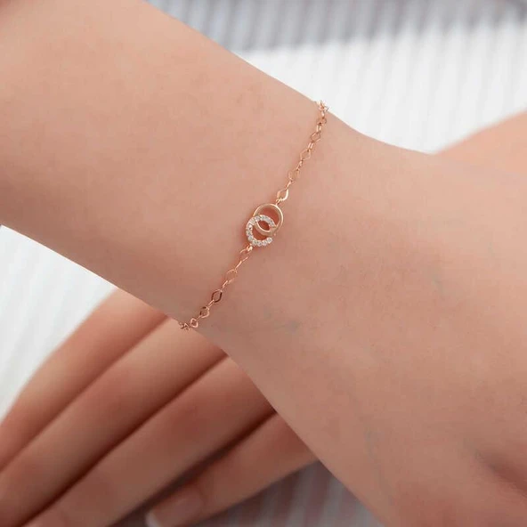 Süpertrend Gümüş Rose Birleşik Halkalar Kadın Kolye - 2