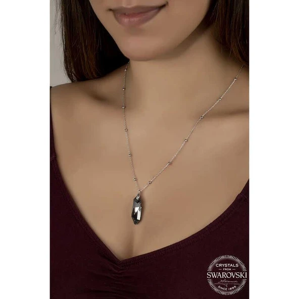 Süpertrend Swarovski Crystal Taşlı Top Zincir Gümüş Kadın Kolye - 2