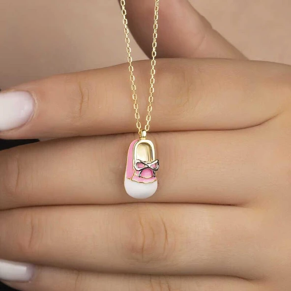 Süpertrend Gümüş Gold Kız Çocuk Pabuç Kadın Kolye - 2