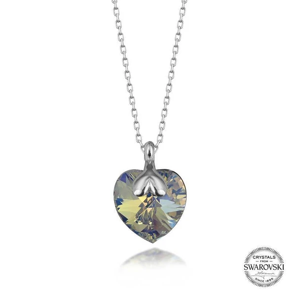 Süpertrend Swarovski Crystal Taşlı Kalp Gümüş Kadın Kolye