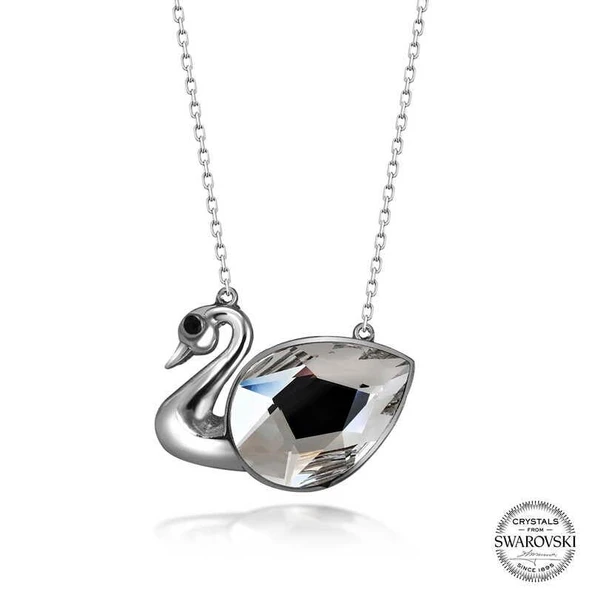 Süpertrend Swarovski Crystal Taşlı Kuğu Gümüş Kadın Kolye