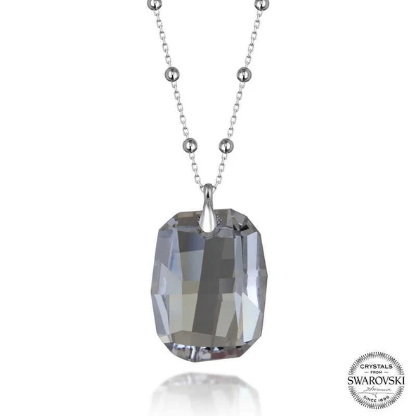 Süpertrend Swarovski Crystal Taşlı Top Zincir Baget Gümüş Kadın Kolye