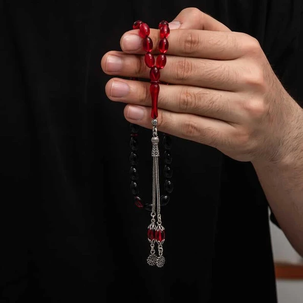 Süpertrend Gümüş Püskül Sıkma Kehribar Tesbih - 2