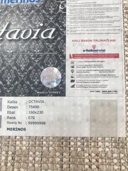 Merinos Halı Octavia 75490 070 Serisi Salon Oturma Yatak Odası Halısı - Resim 7