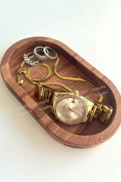 Doğal Kayın Ağacı Ahşap Yağdanlık, Çerezlik, Sunumluk, Takı Organizeri - 17x10 cm - 4