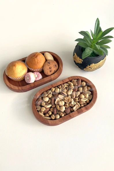 Doğal Kayın Ağacı Ahşap Yağdanlık, Çerezlik, Sunumluk, Takı Organizeri - 17x10 cm - 2