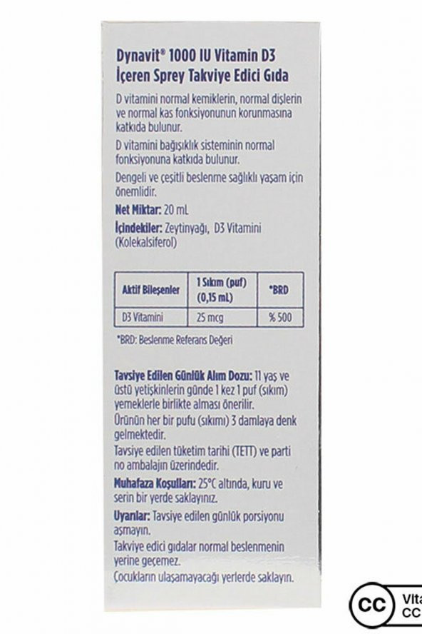 Dynavit Vitamin D3 1000 IU Sprey 20 ml - 3