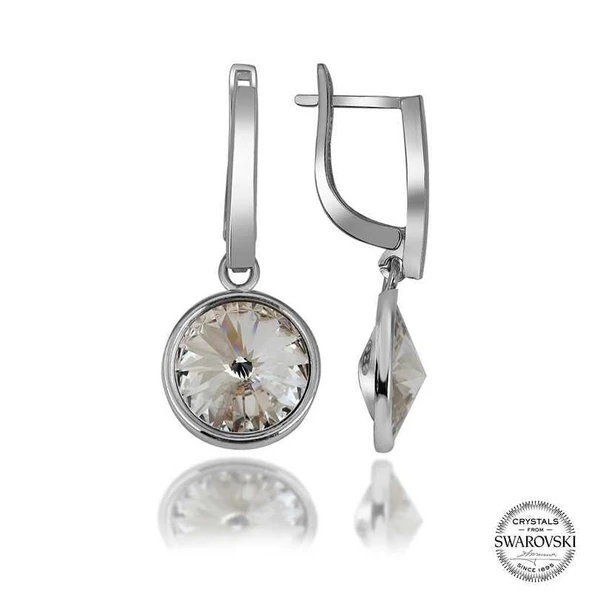 Kruvazör Swarovski Crystal Taşlı Gümüş Beyaz Sallantılı Kadın Küpe
