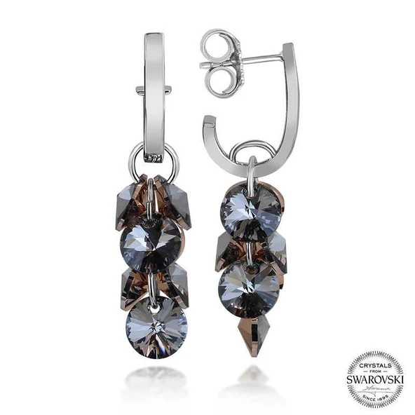 Kruvazör Swarovski Crystal Taşlı Gümüş Salkım Sallantılı Çivili Kadın Küpe