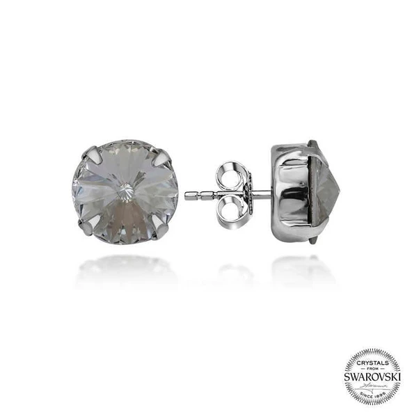 Kruvazör Swarovski Crystal Taşlı Gümüş  Çivili Kadın Küpe
