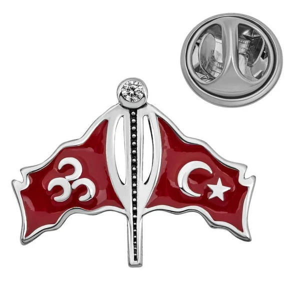 Kruvazör Gümüş Üç Hilal Türk Bayrağı Rozet