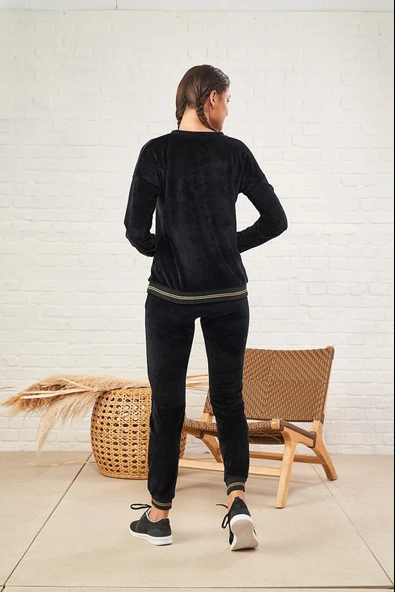 PJS 22473 Kadın O Yaka Kadife Eşofman Takım - 5