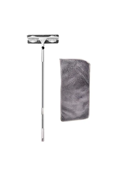 Paslanmaz Çelik Uzun Saplı Temizleme Fırçası Pencere Temizleyici Cam - Fayans Silecek Teleskopik - 2