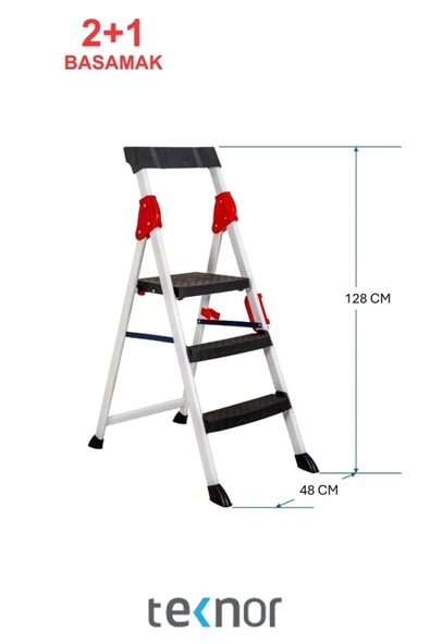 Teknor Extreme Plastik Basamaklı 2+1 Metal Merdiven - 2