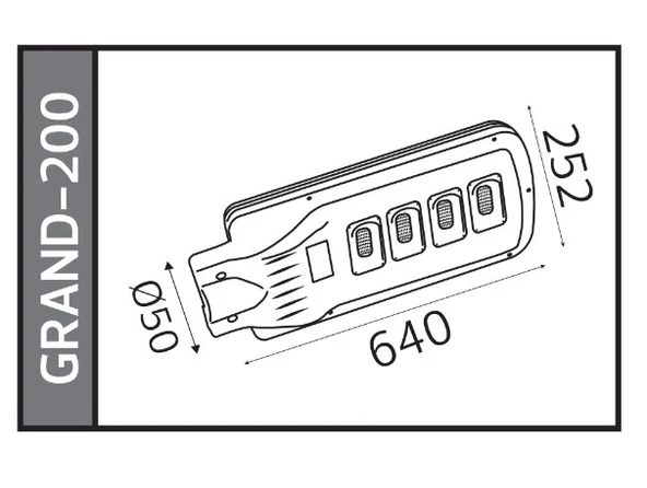 HOROZ Grand-200 200W Solar Ledli Sokak Lambası 6400K BEYAZ IP65 - 2