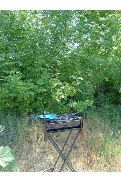 Emaye Katlanır Piknik Mangal Ayaklı 6 Şiş Hediyeli - 7
