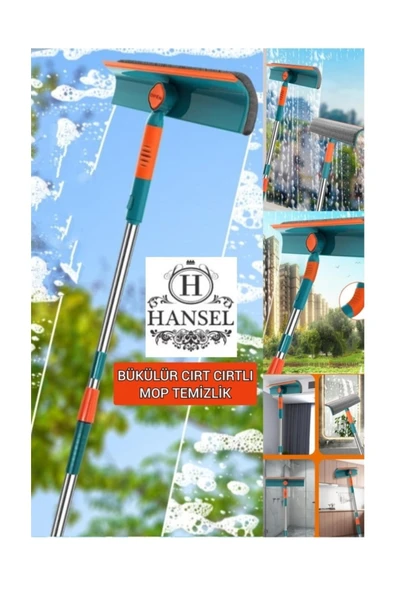 Teleskopik Çift Taraflı Pratik Cam Silme Aparatı Cam Temizleme Çubuk Pencere Temizleyici Silecek