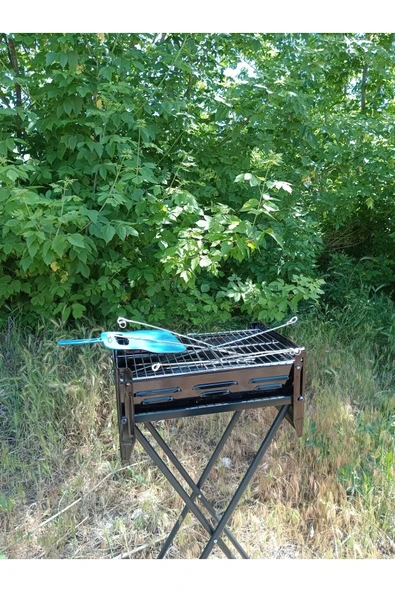 Emaye Katlanır Piknik Mangal Ayaklı 6 Şiş Hediyeli - 6