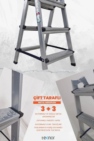 Teknor Kutlu Çift Taraflı 3+3 Metal Merdiven - 4