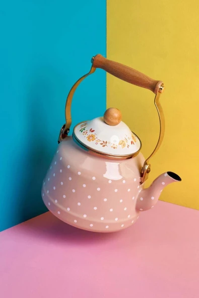 Miss Betty Vintage Ahşap Saplı Güzgülü Puantiye Kettle 2,5LT MiSS-63445-03