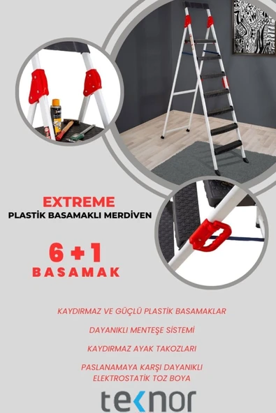 Teknor Extreme Plastik Basamaklı 6+1 Metal Merdiven - 4