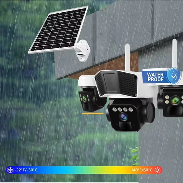 O-Kam 3936 9MP (3+3+3) Üç Kameralı UltraHD 4G Solar Akıllı Güvenlik Kamerası - 8