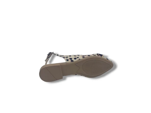 Zerhan 200 Kadın Ten Fiyonklu Leopar Desenli Arkası Açık Babet Ayakkabı - Resim 5