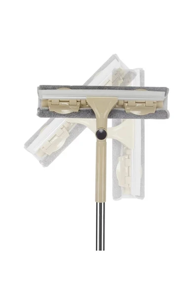 Paslanmaz Çelik Uzun Saplı Temizleme Fırçası Pencere Temizleyici Cam - Fayans Silecek Teleskopik - 4