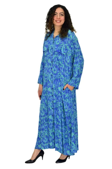 Kadın Çift Cep Kapaklı Elbise BGL-ST04640 - Resim 3