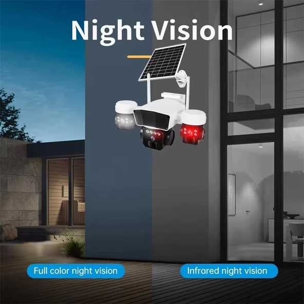 O-Kam 3936 9MP (3+3+3) Üç Kameralı UltraHD 4G Solar Akıllı Güvenlik Kamerası - 5