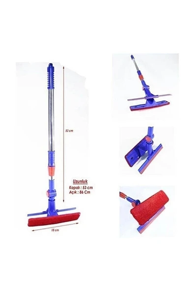 Teleskopik Çift Taraflı Pratik Cam Silme Aparatı Cam Silme Mopu - 4