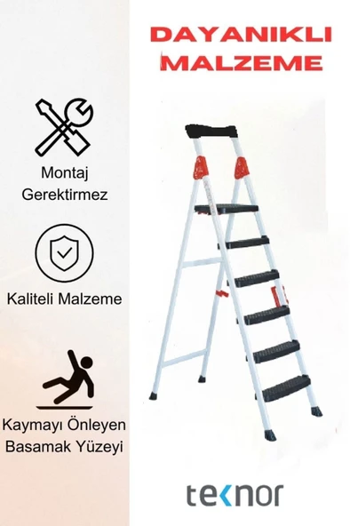 Teknor Extreme Plastik Basamaklı 5+1 Metal Merdiven - 4