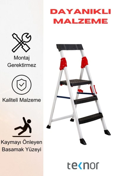 Teknor Extreme Plastik Basamaklı 2+1 Metal Merdiven - 5