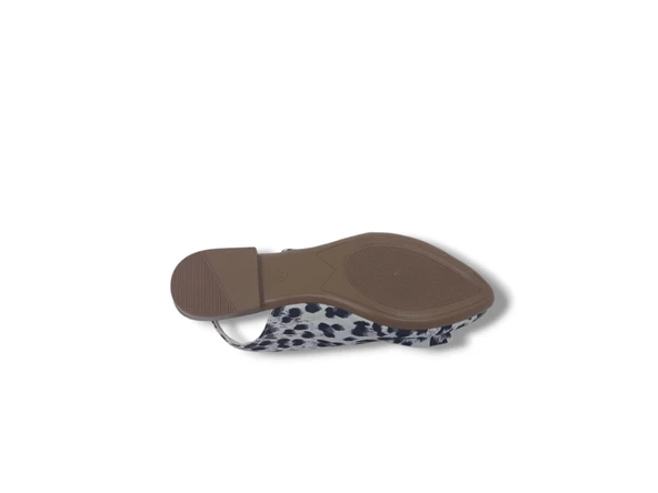 Zerhan 200 Kadın Beyaz Fiyonklu Leopar Desenli Arkası Açık Babet  Ayakkabı - Resim 5