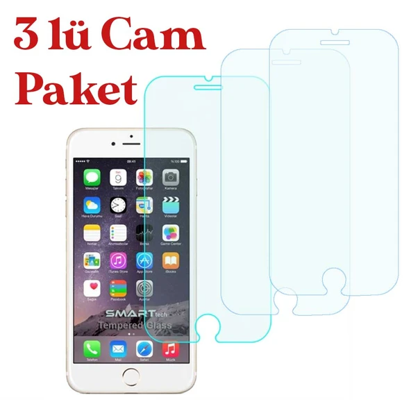 Apple iPhone 6 / 7 / 8 Temperli Kırılmaz Cam Ekran Koruyucu 3 Lü Set ürün görseli 1