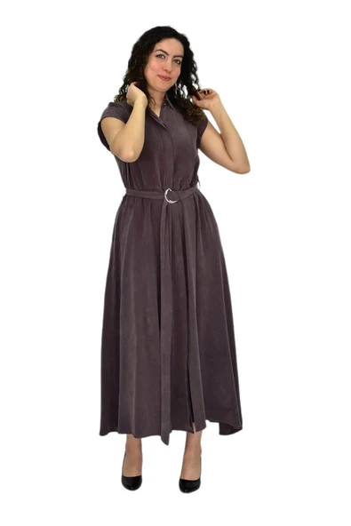 Kadın Beli Kemerli Elbise BGL-ST04639 - Resim 10