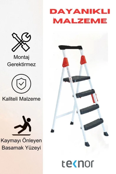 Teknor Extreme Plastik Basamaklı 3+1 Metal Merdiven - 3