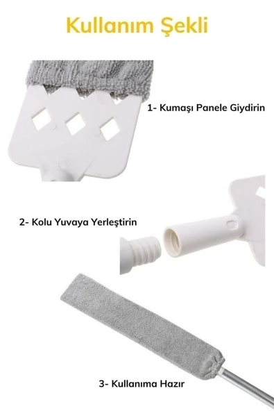 Sihirli Mikrofiber Başlıklı Girintili Yüzey Dip Köşe Raf Temizleme Mopu Toz Alma Fırçası - 4