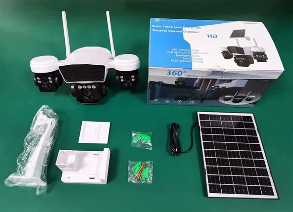 O-Kam 3936 9MP (3+3+3) Üç Kameralı UltraHD 4G Solar Akıllı Güvenlik Kamerası - 6