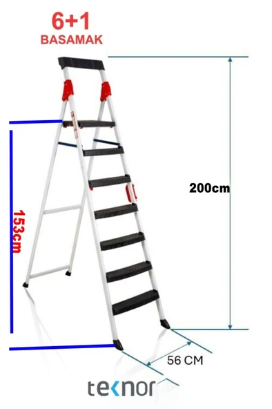 Teknor Extreme Plastik Basamaklı 6+1 Metal Merdiven - 7