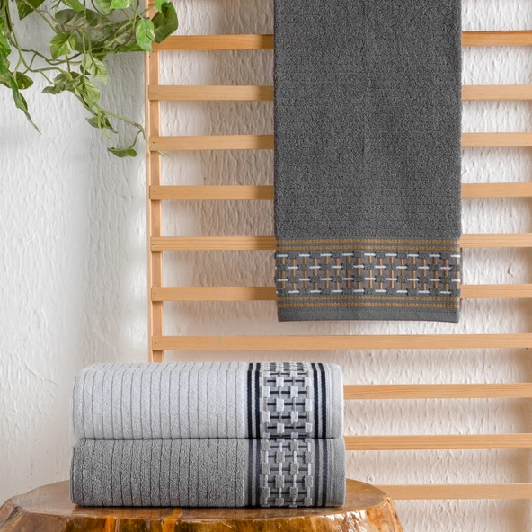 Schafer Home Plain Jakarlı Havlu 50x90-Antrasit