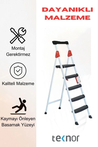 Teknor Extreme Plastik Basamaklı 4+1 Metal Merdiven - 3