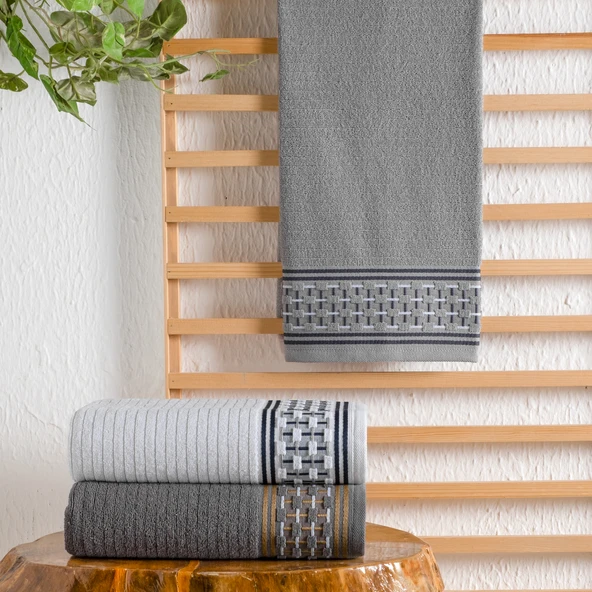 Schafer Home Plain Jakarlı Havlu 50x90-Gri