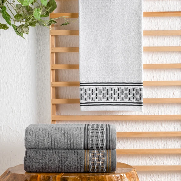 Schafer Home Plain Jakarlı Havlu 50x90-Beyaz